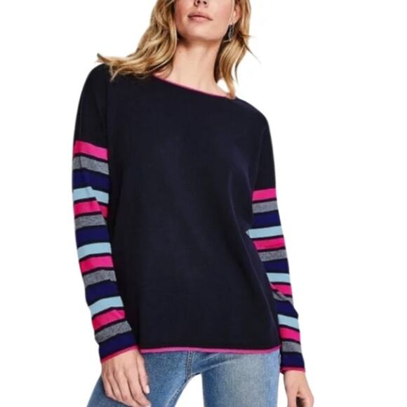 Boden Sweaters - Boden Berwick Crewneck Sweater Small Navy Pink Wool Blend